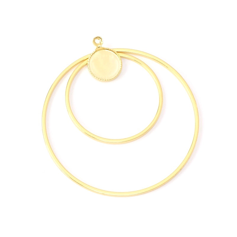 Round cabochon pendant 8mm in 24K Premium gold-plated brass