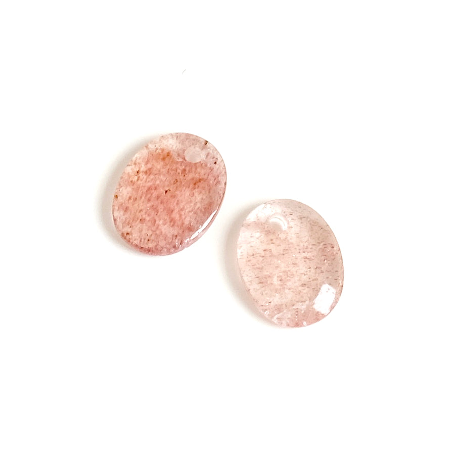 Oval 8x10mm natural stone pendant Strawberry Quartz