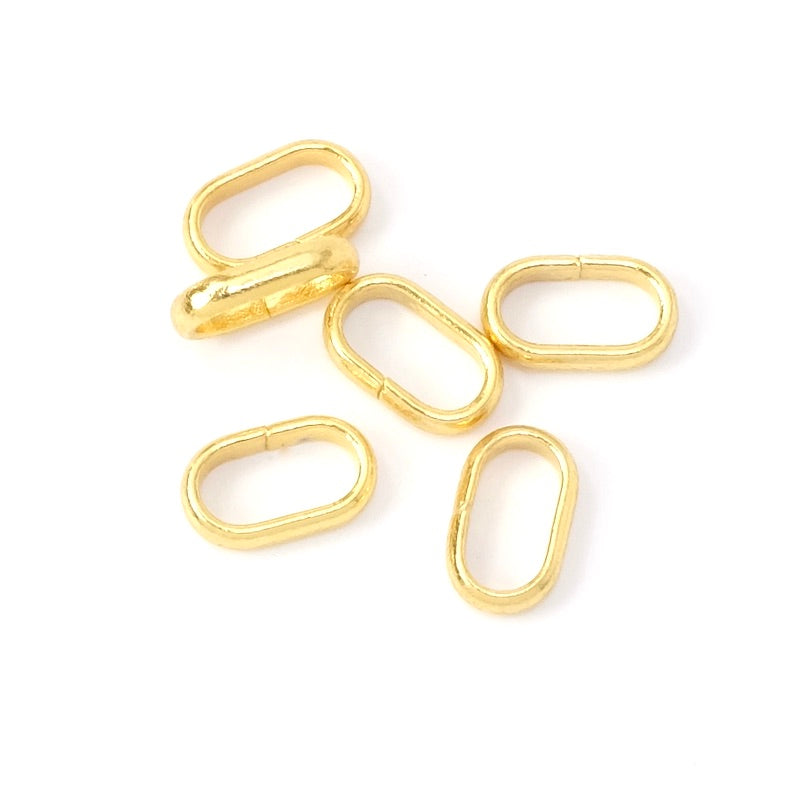 5 Oval Rings 6 x 10mm 24K Gold Brass Premium Quality