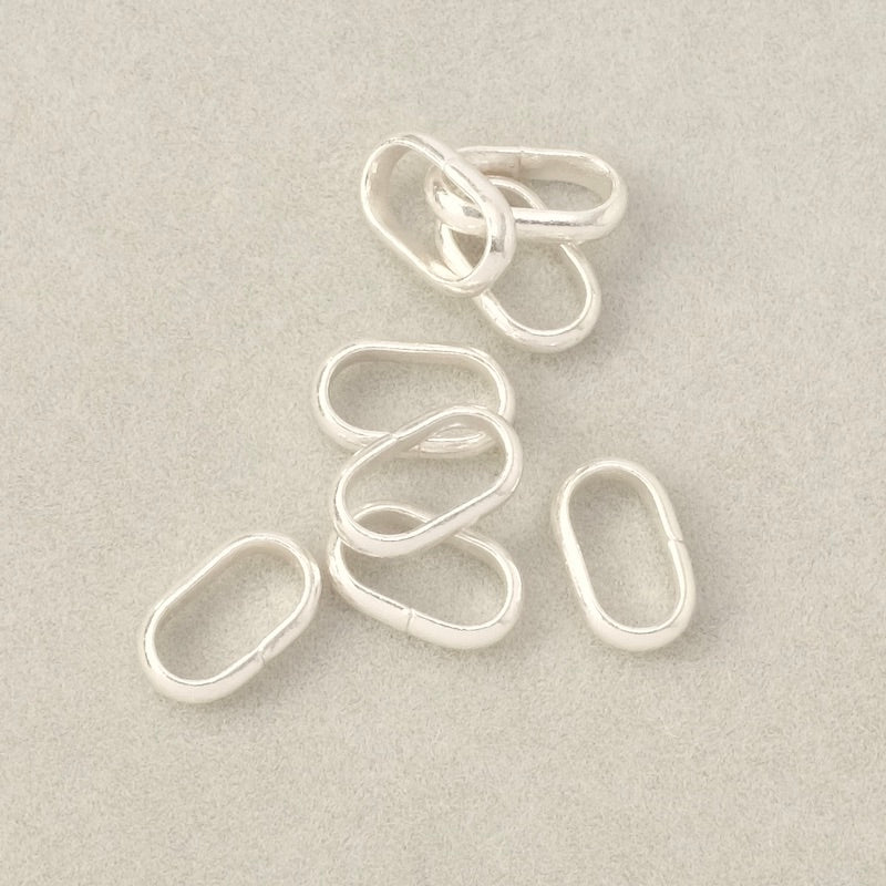 5 Oval Rings 6 x 10mm Silver plated Brass 925 Premium Quality