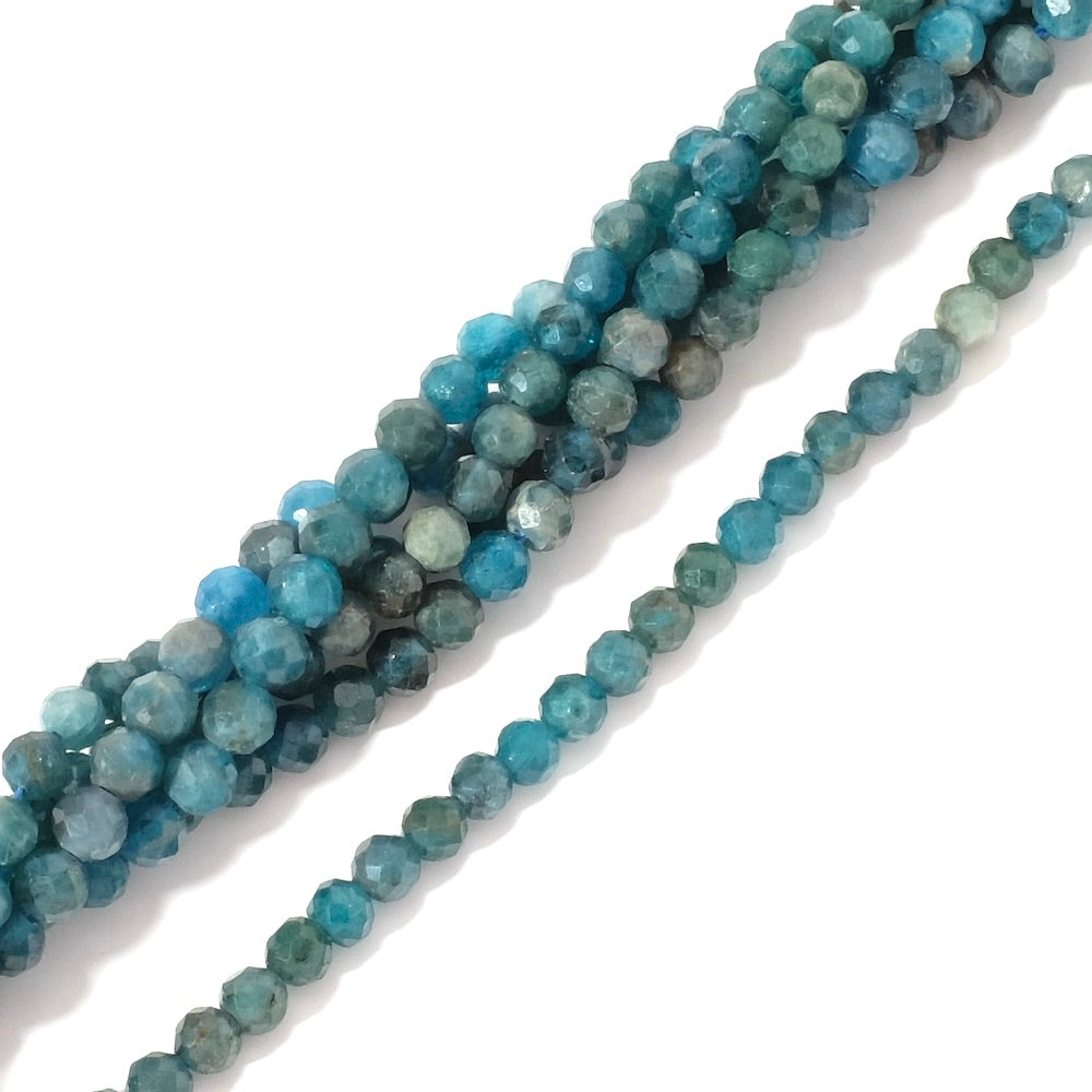 Strand of natural round faceted 4mm Apatite beads