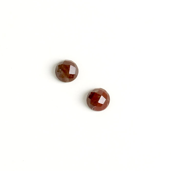 2 Natural stone Cabochons Round 4mm Faceted Red Jasper