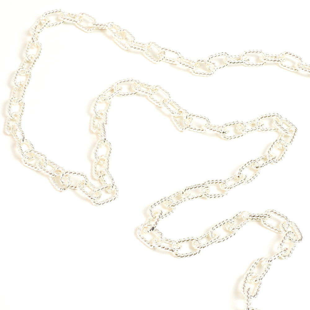 25cm twisted-effect oval link chain in silver 925 brass