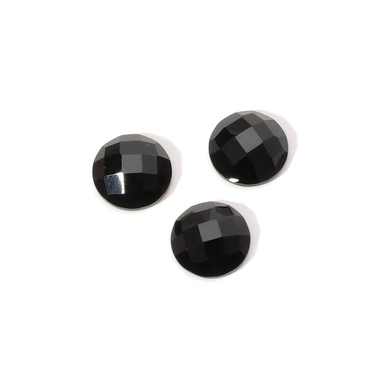 Natural stone faceted cabochon 8mm Black Onyx