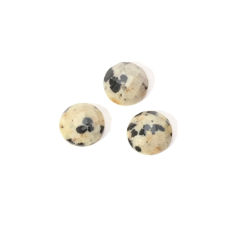 Natural stone faceted cabochon 8mm Dalmatian Jasper