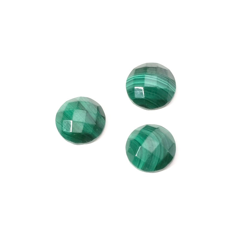 Natural faceted stone cabochon 8mm Malachite