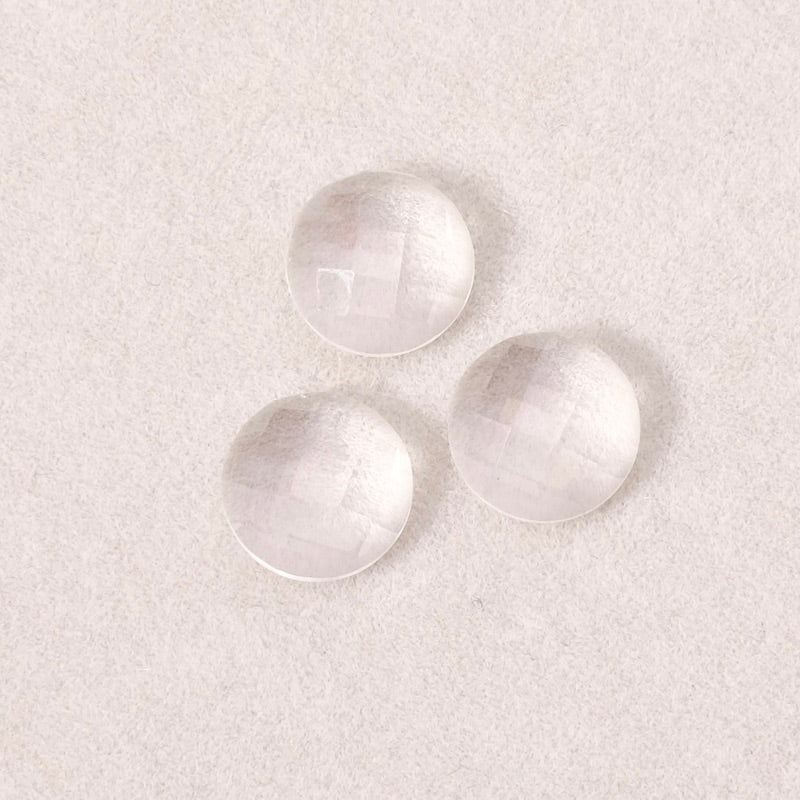 Natural faceted cabochon 8mm Quartz Crystal