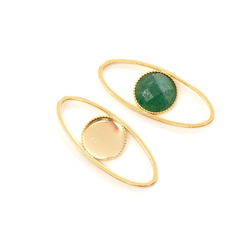 Pendant oval ring for cab 8mm in 24K Premium Gold Gilded Brass