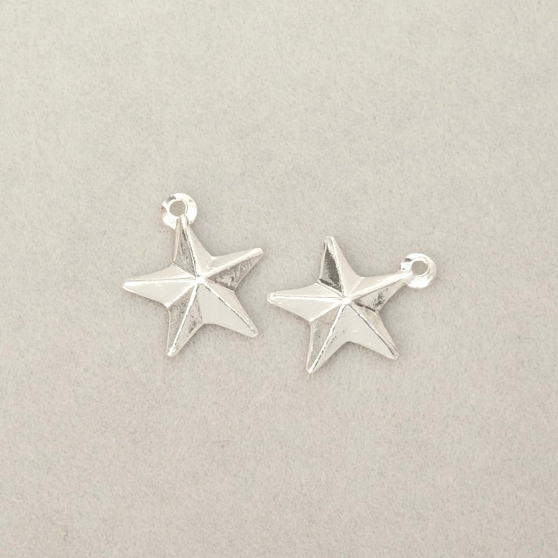 2 Premium 925 silver-plated brass star pendants