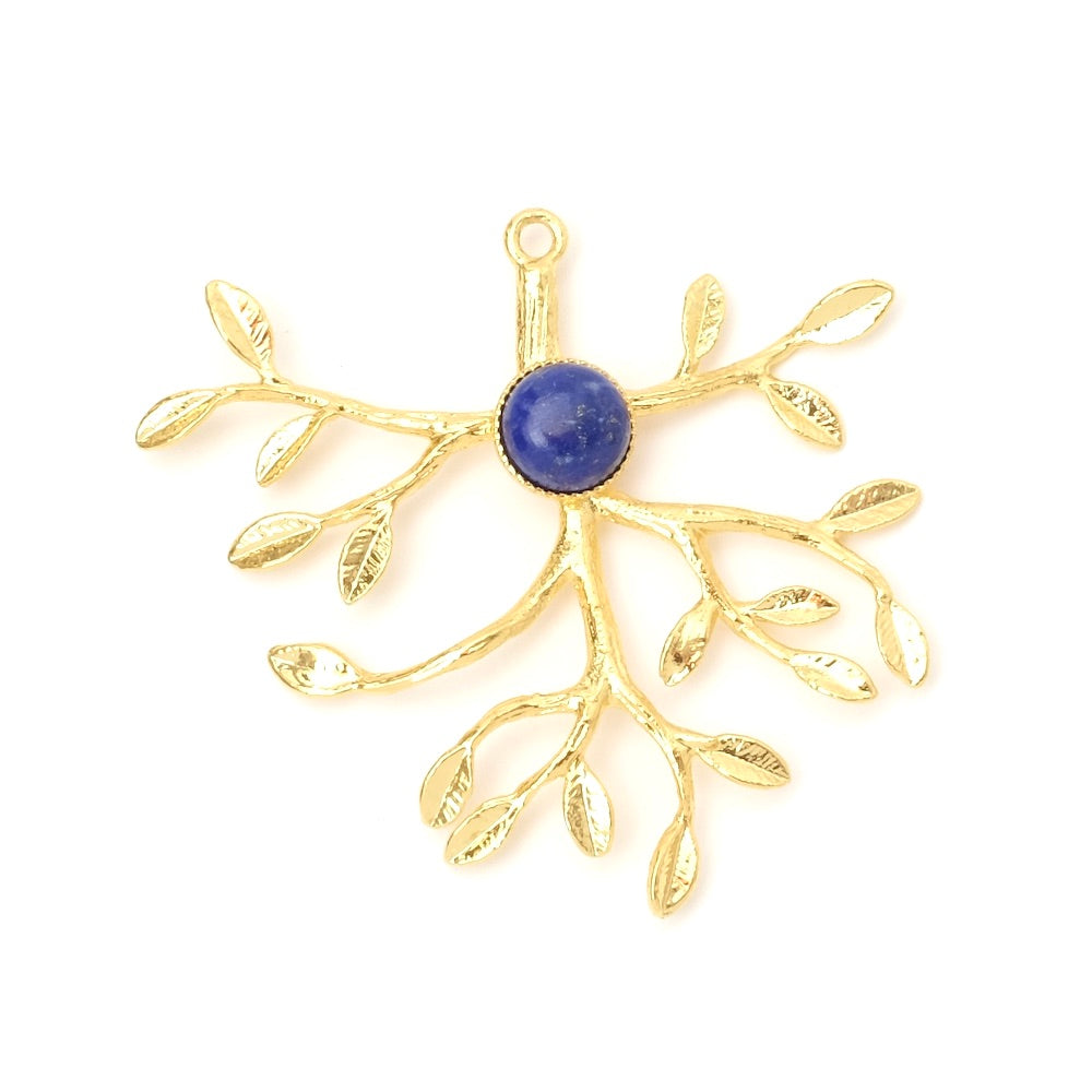 Vegetable pendant for 6mm cabochon in 24K Premium gold-plated brass