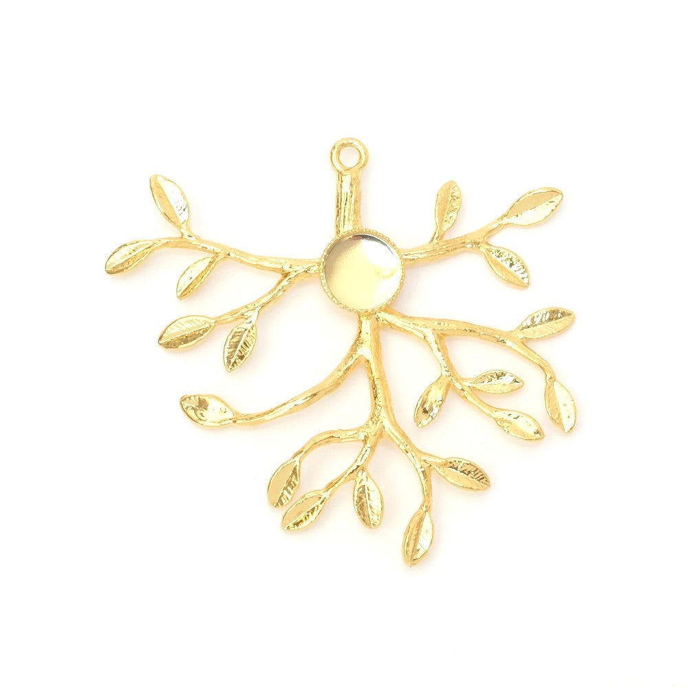 Vegetable pendant for 6mm cabochon in 24K Premium gold-plated brass
