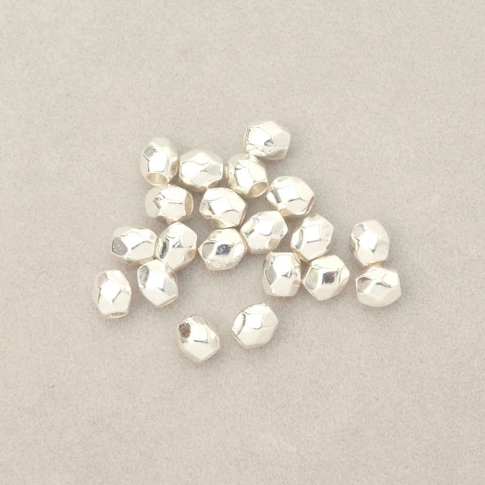 8 faceted beads 4mm Silver plated Brass 925 Premium