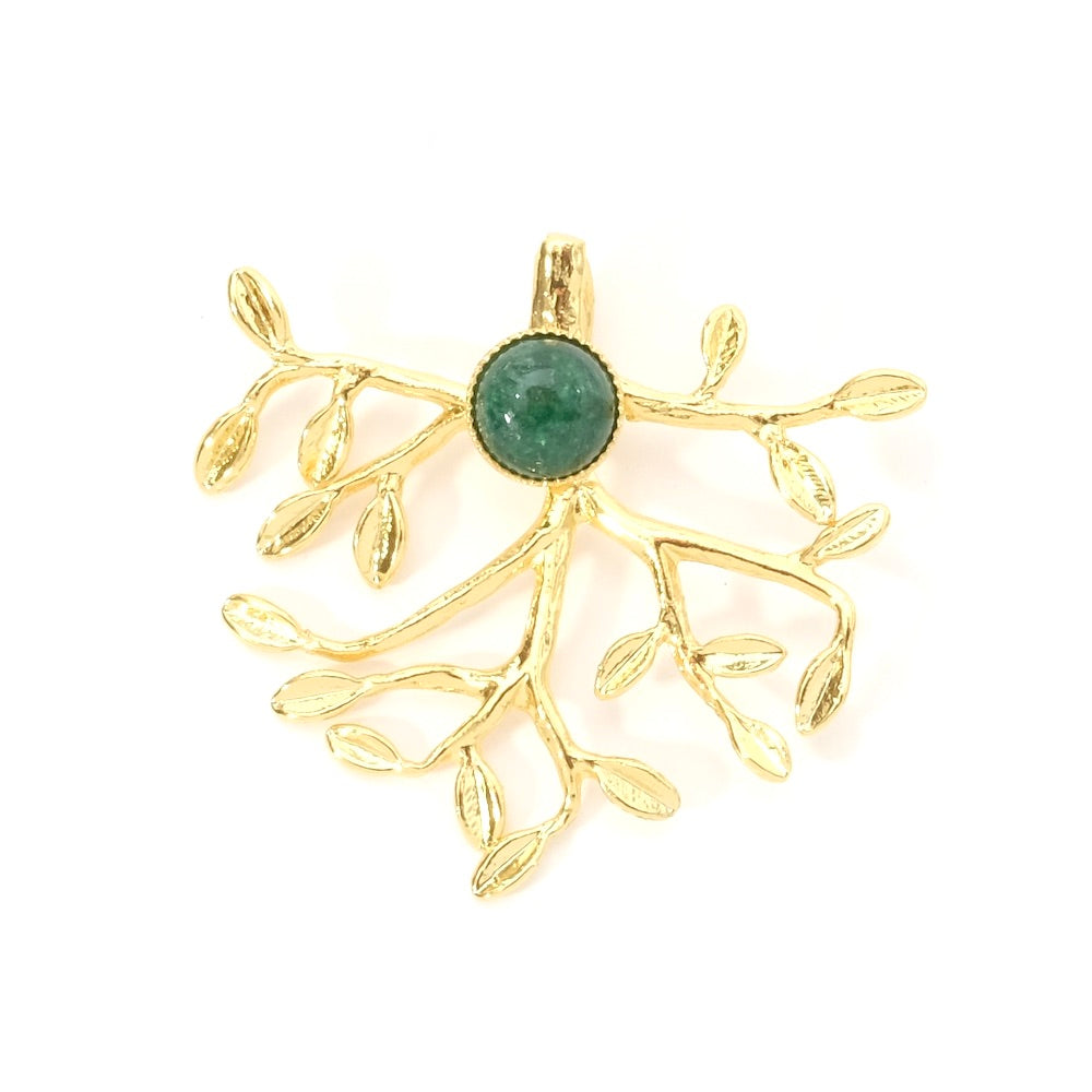 Vegetable pendant for 6mm cabochon in 24K Premium gold-plated brass