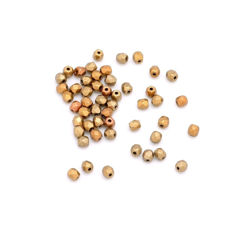50 Bohemian crystal 3mm round faceted beads, Metallic Mix