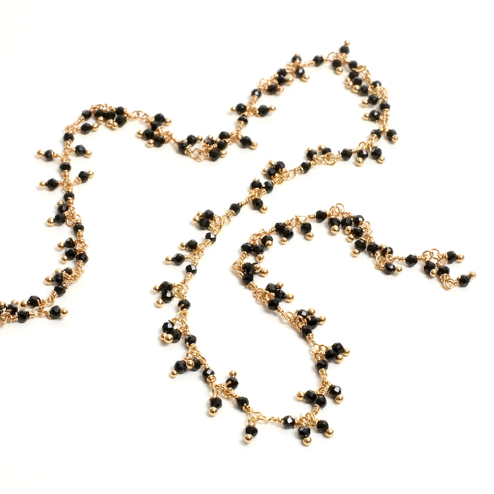 20cm Rosary chain with 2mm Spinel beads with 24K Premium gold-plated brass
