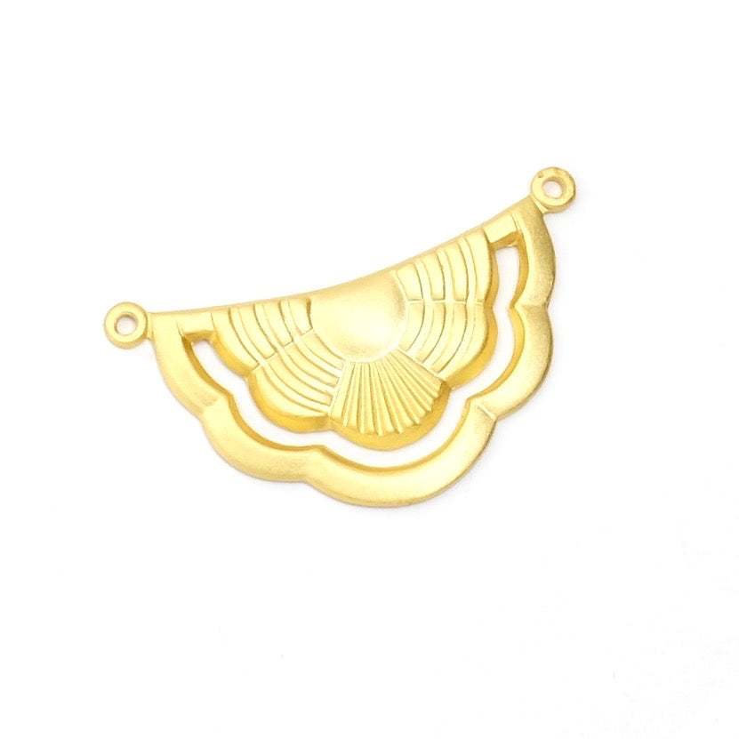 2 Connector pendants in matte 24K gold-plated brass