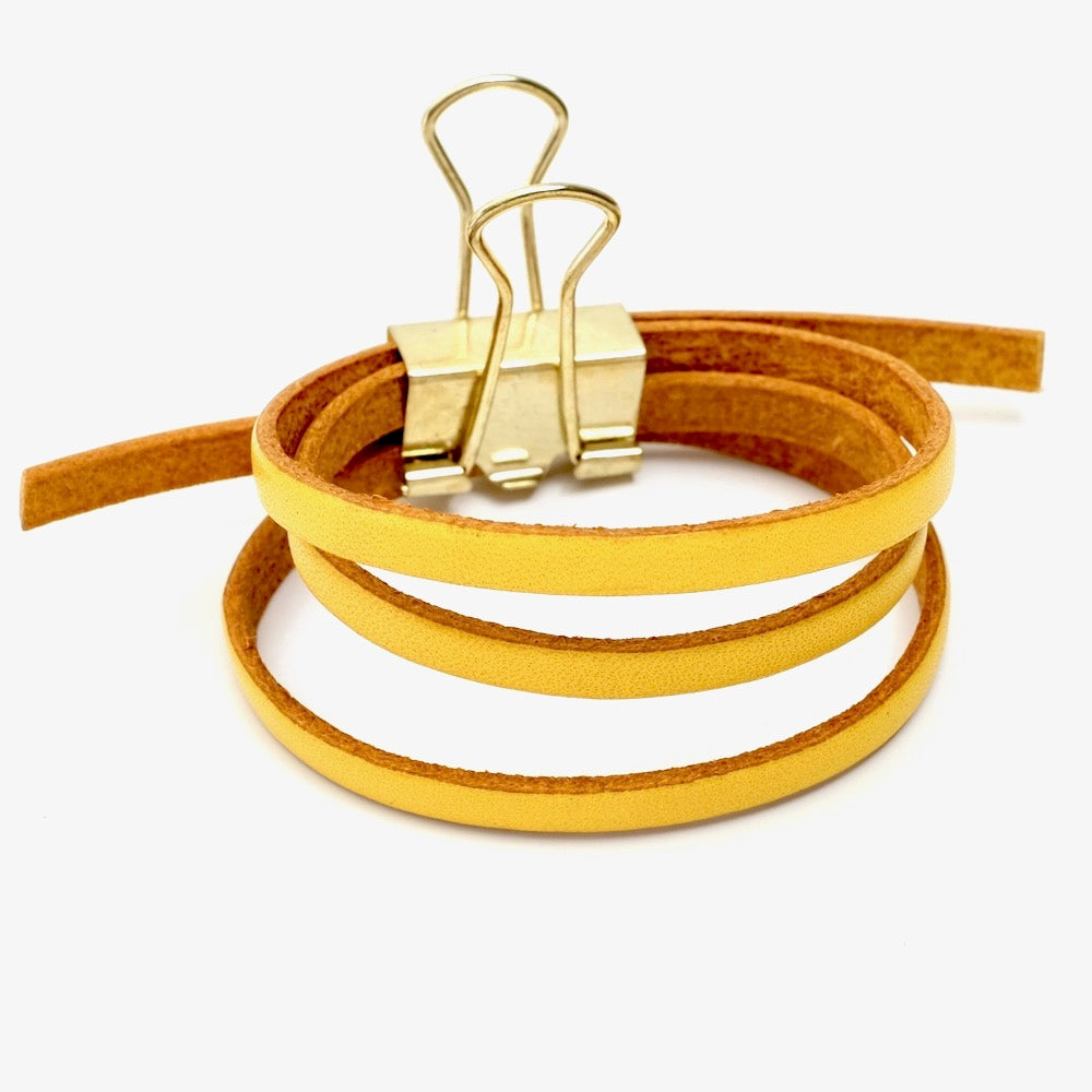 50cm of 5mm Premium Quality Flat Leather Strap - Yellow