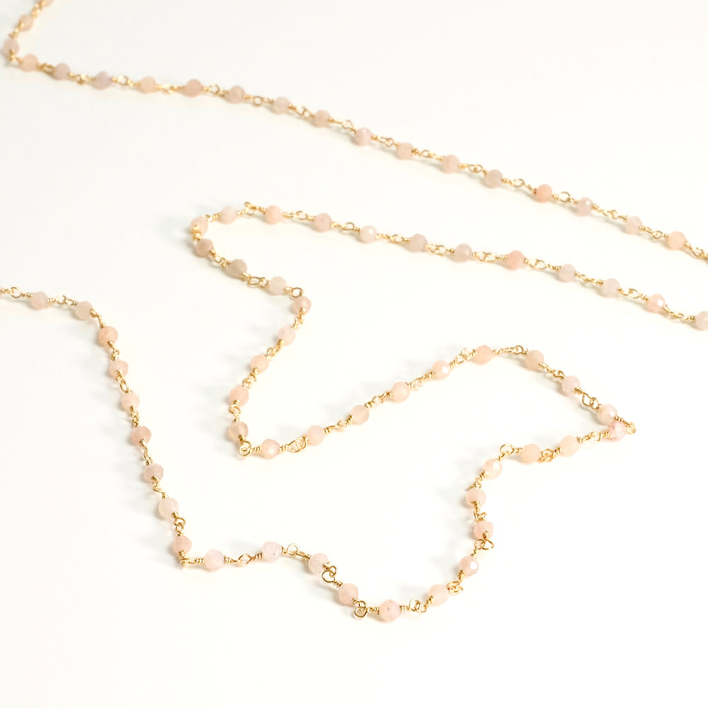 20cm Rosary chain in Moonstone Feldspar with 24K Premium gold-plated brass