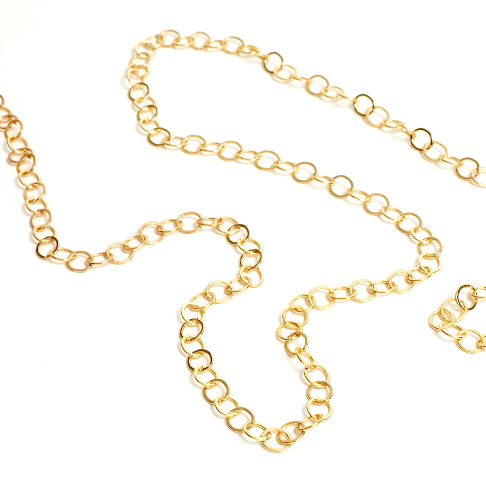 50cm of 5mm oval link chain in 24K Gold Plated brass
