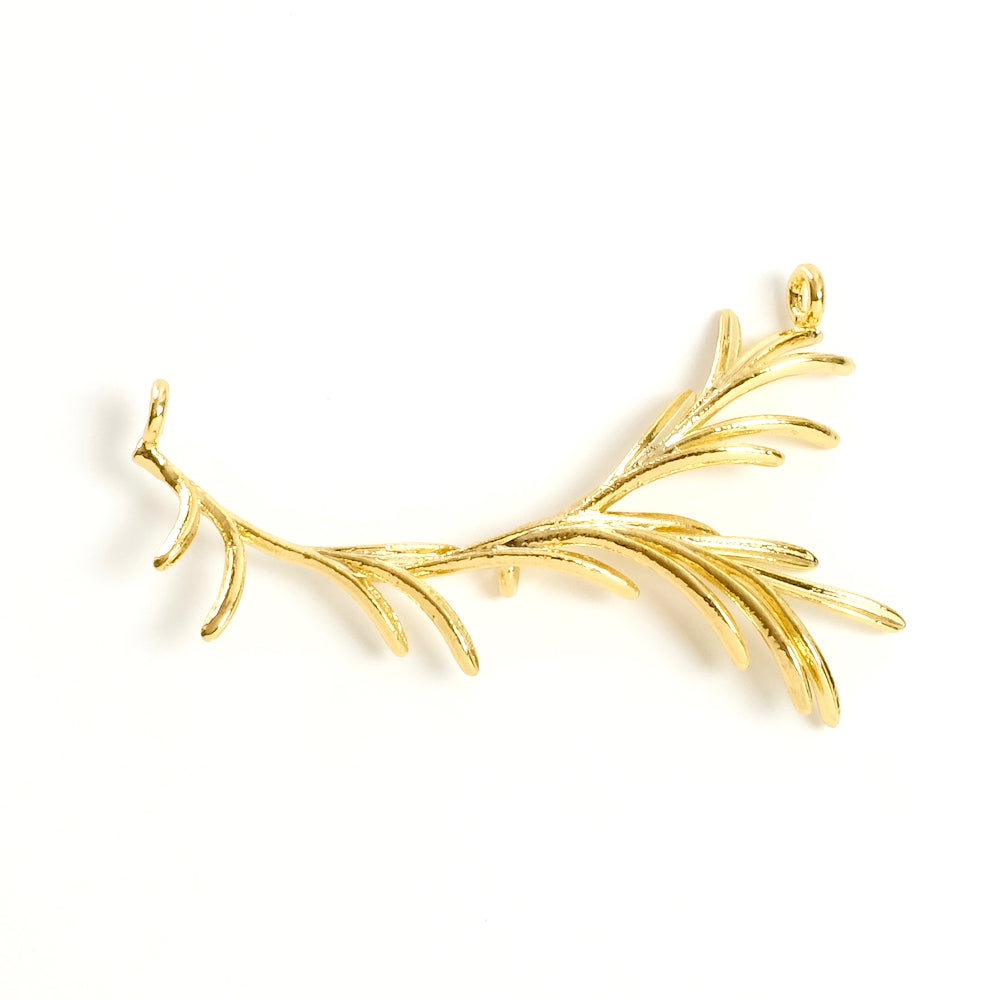 Branche connector pendant in 24K gold-plated brass