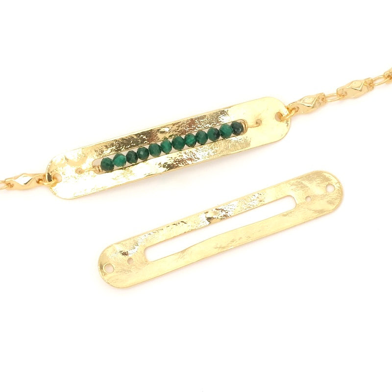 Oval hammered connector pendant in 24K Premium gold-plated brass, sold individually