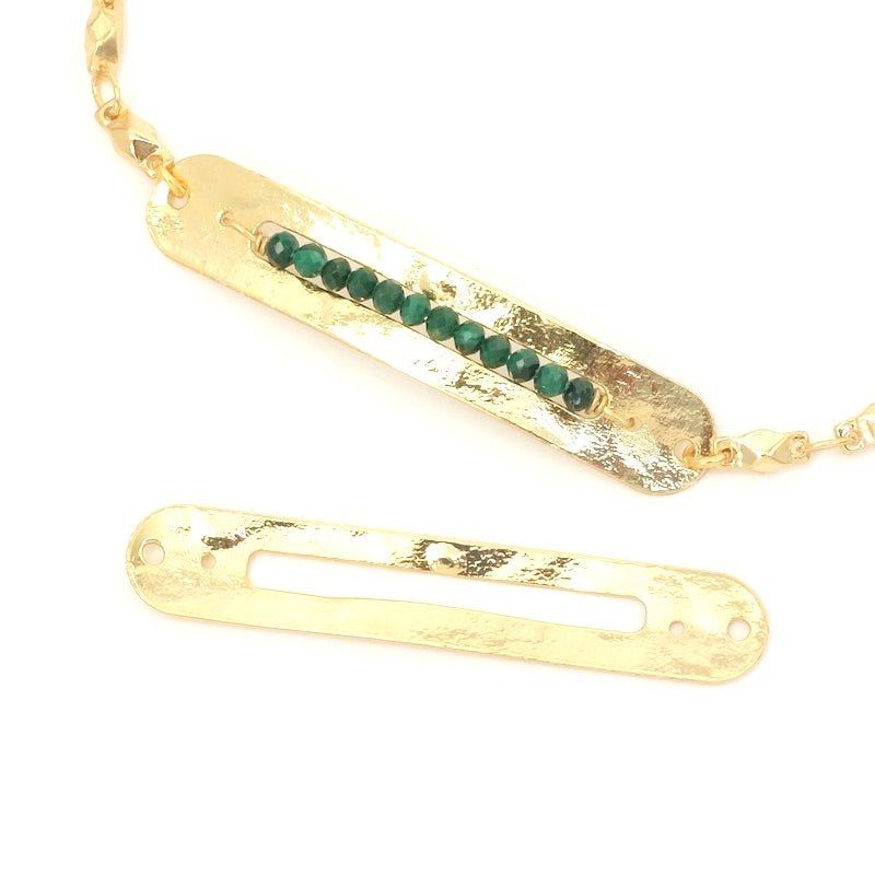 Oval hammered connector pendant in 24K Premium gold-plated brass, sold individually