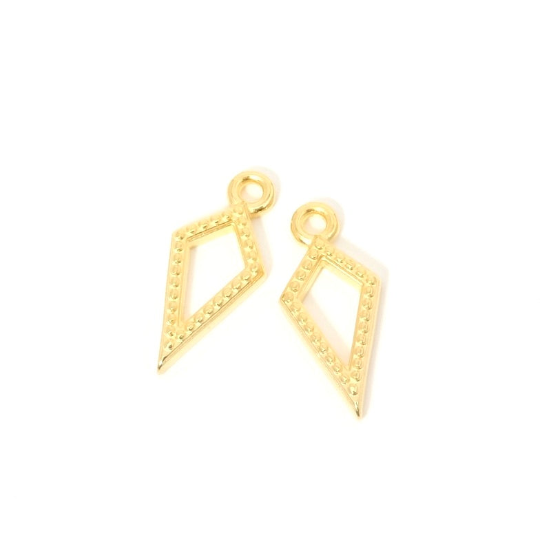 2 Zamak 24K gold openwork diamond pendants