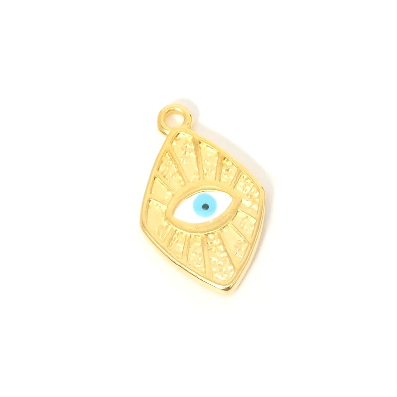 Diamond pendant with 24K gold enamel eye