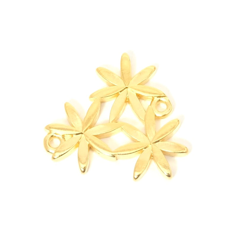 Daisy flower connector in 24K gold-plated Zamak
