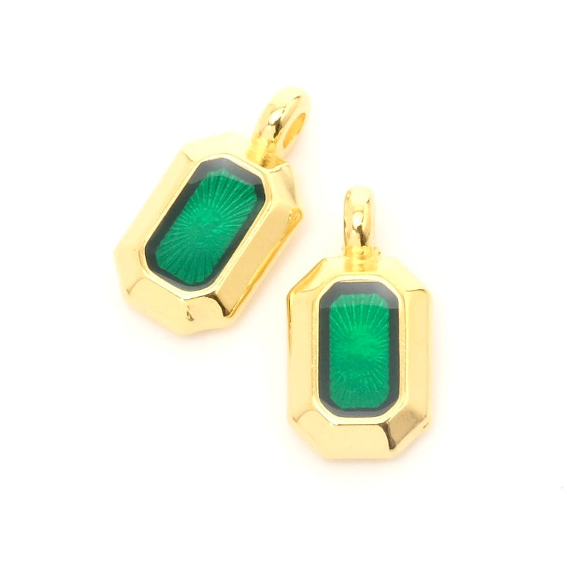 24K green gold enamelled octagon pendant