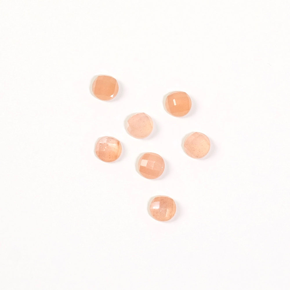 2 Natural Stone Cabochons Round 4mm Faceted Moonstone Feldspar