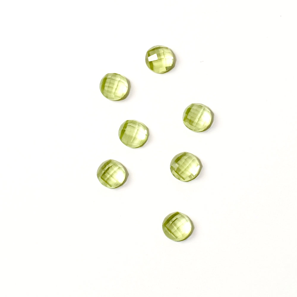 2 Natural stone Cabochons Round 4mm Faceted Peridot