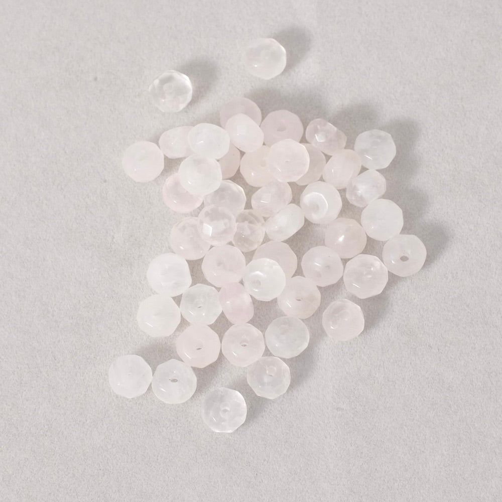 10 natural faceted donut beads 4x6mm in Rose Quartz