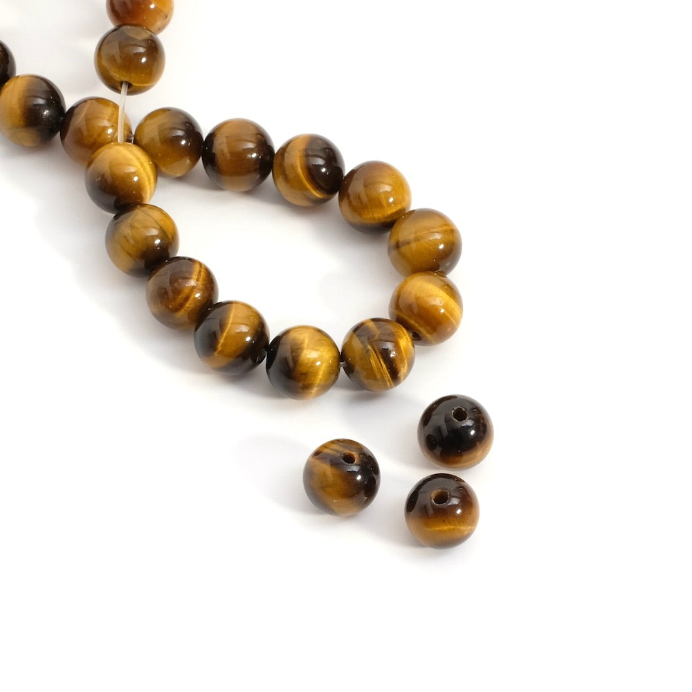 4 natural round Tiger's Eye beads, 8mm
