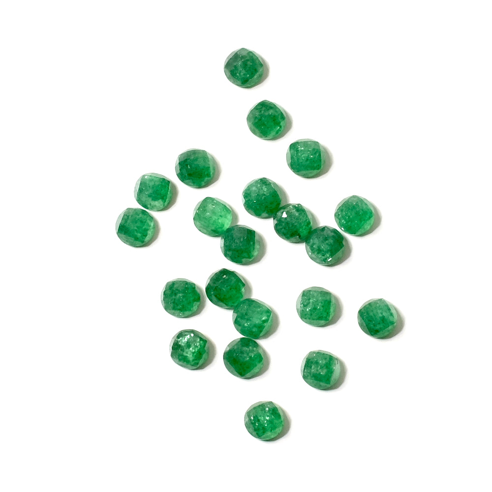 2 Natural stone Cabochons Round 4mm Faceted Aventurine