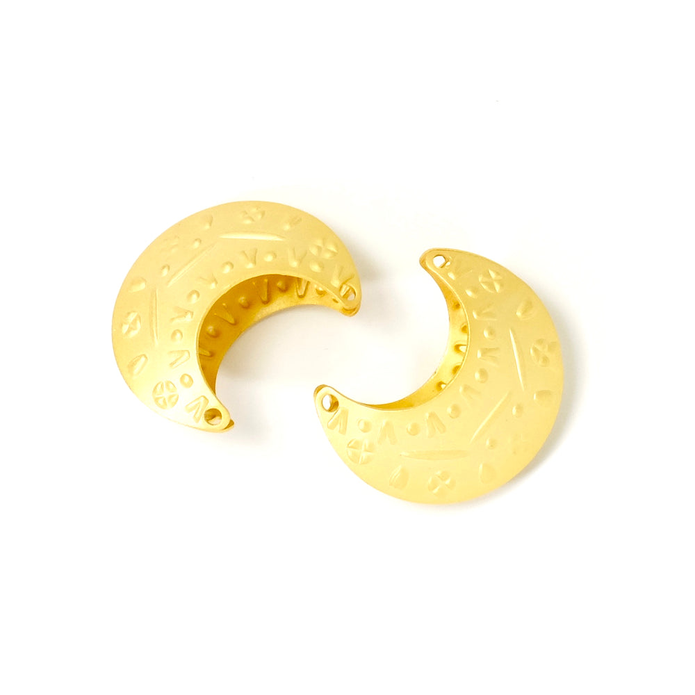 Lune Ethnique pendant in 24K matte gold-plated brass