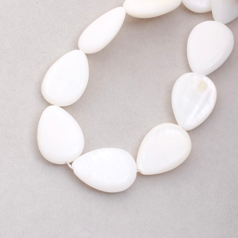 Strand of 13 x 18mm Mother-of-Pearl drop beads