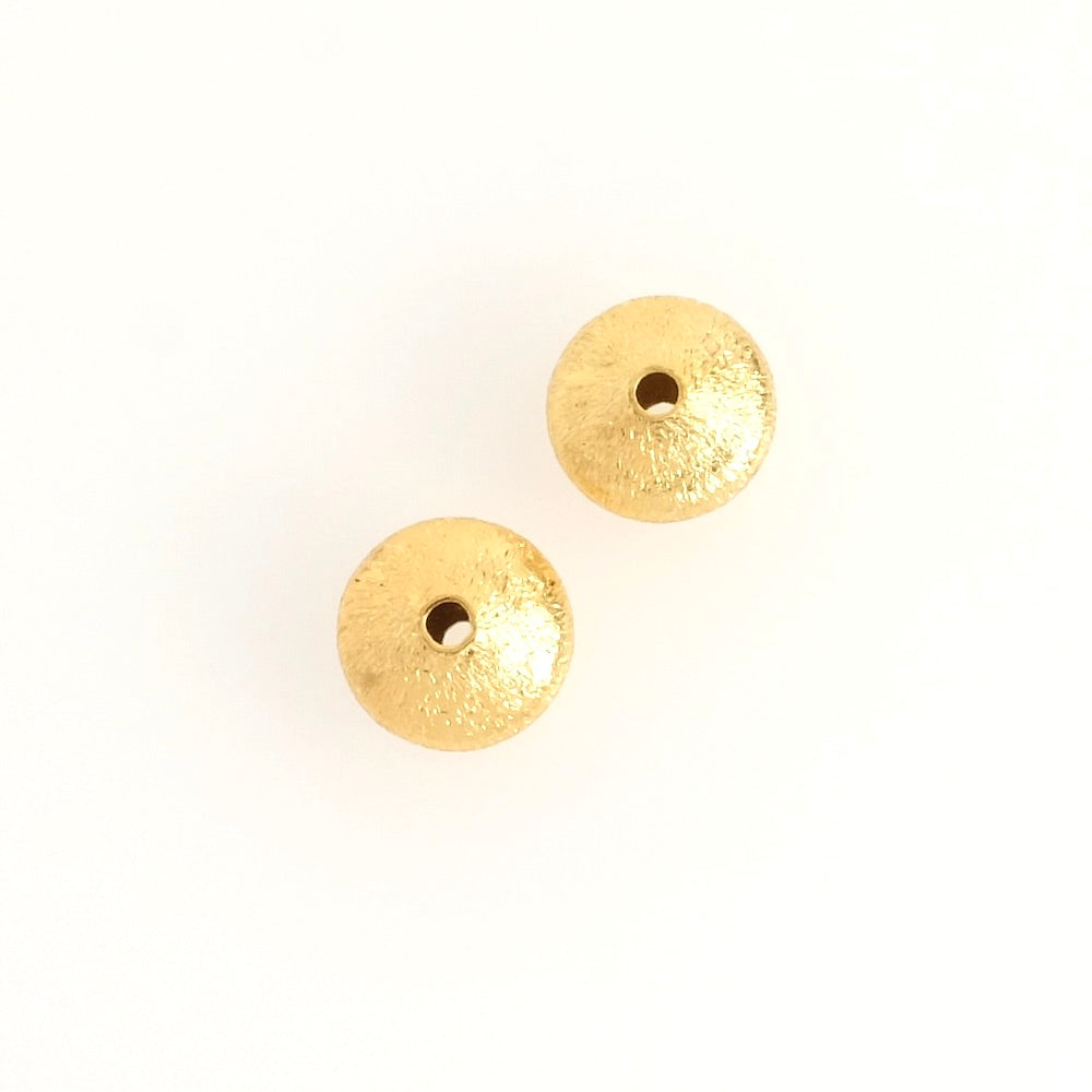 2 Premium 24K gold-plated brass 9.5mm ribbed Toupie beads
