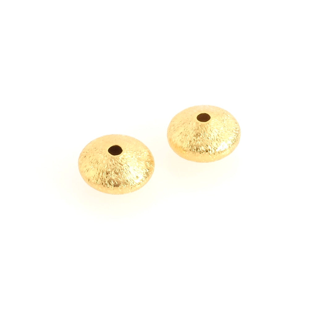 2 Premium 24K gold-plated brass 9.5mm ribbed Toupie beads
