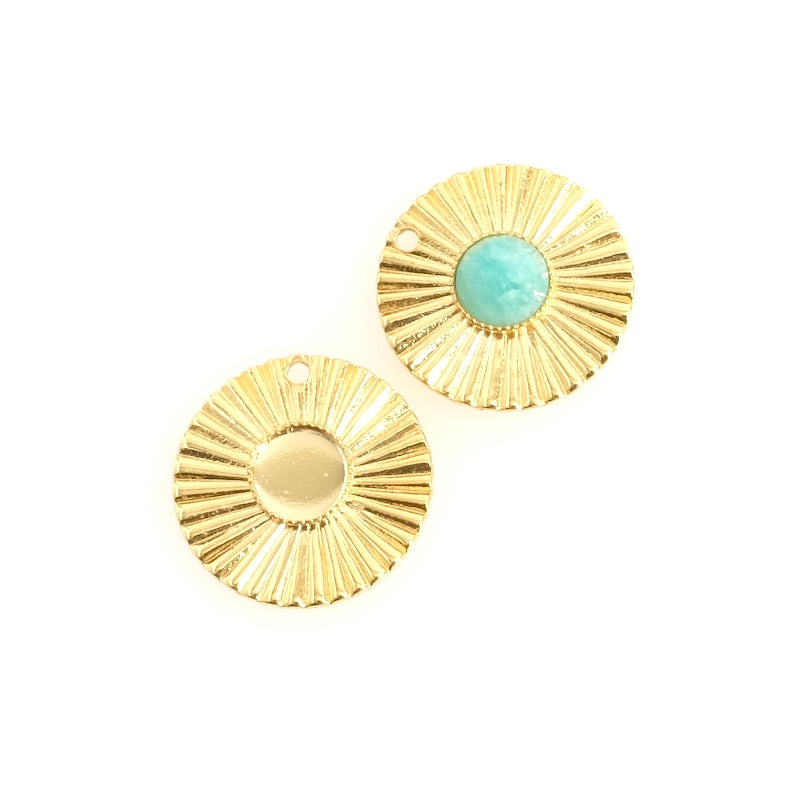 Corrugated pendant for 6mm cabochon in 24K Premium gold-plated brass