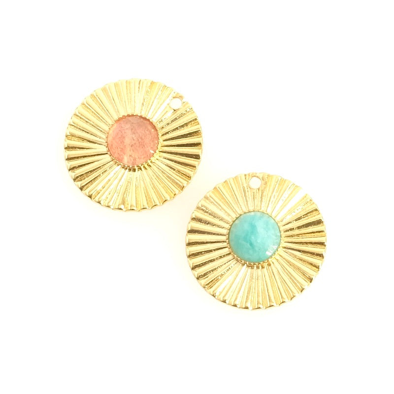 Corrugated pendant for 6mm cabochon in 24K Premium gold-plated brass