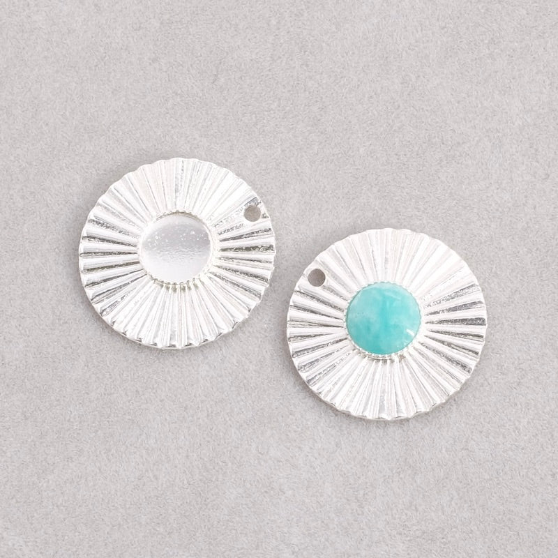 Wavy pendant for 6mm cabochon in silver-plated brass 925 Premium