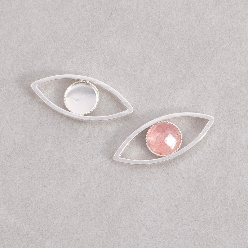 Pendant ring for cabochon 6mm silver plated brass 925 Premium