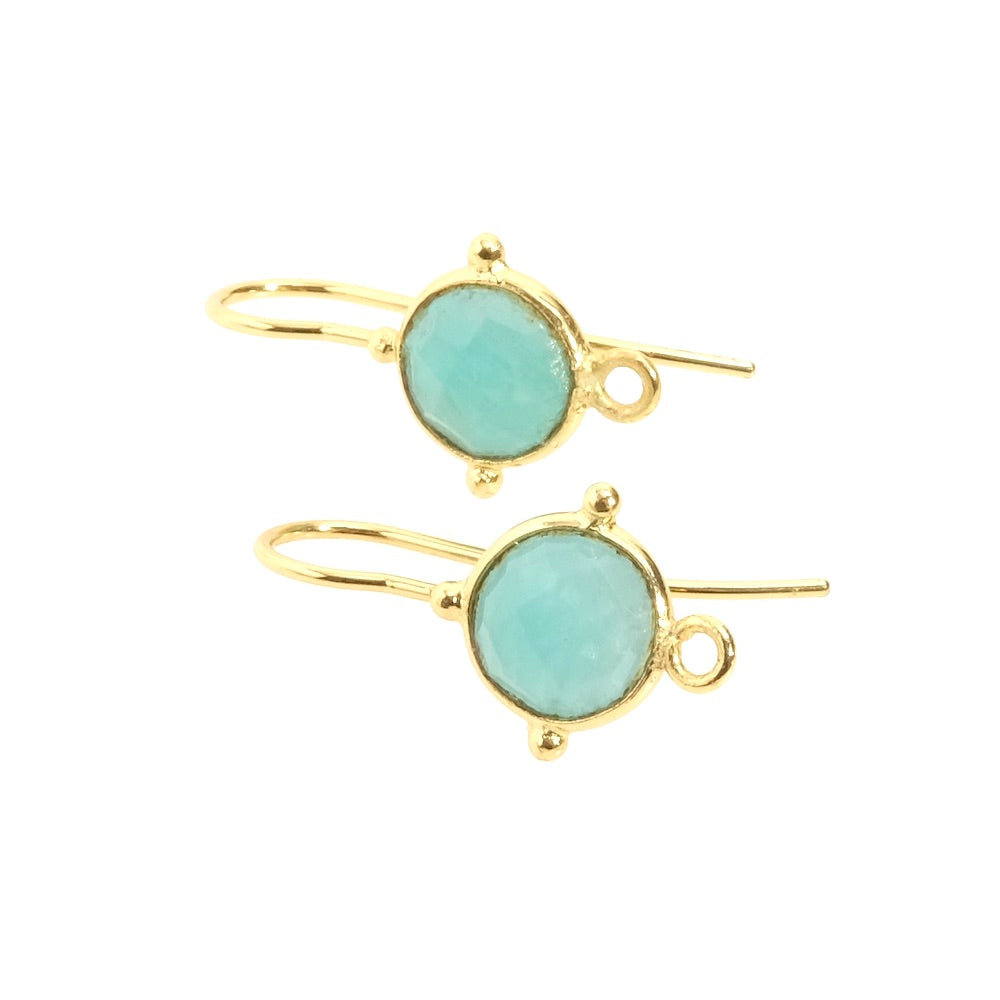 Premium 24K gold-plated brass Amazonite earrings, per pair