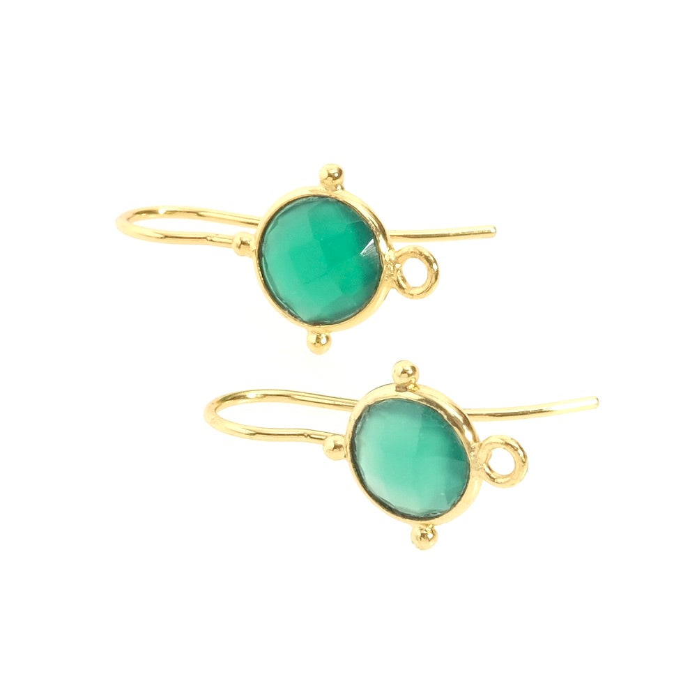 Green Onyx earrings set in 24K Premium gold-plated brass, per pair