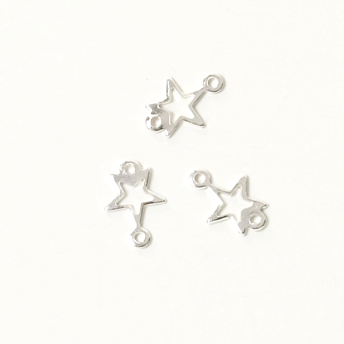 6 small Star Connectors in 24K fine gold-plated matt brass