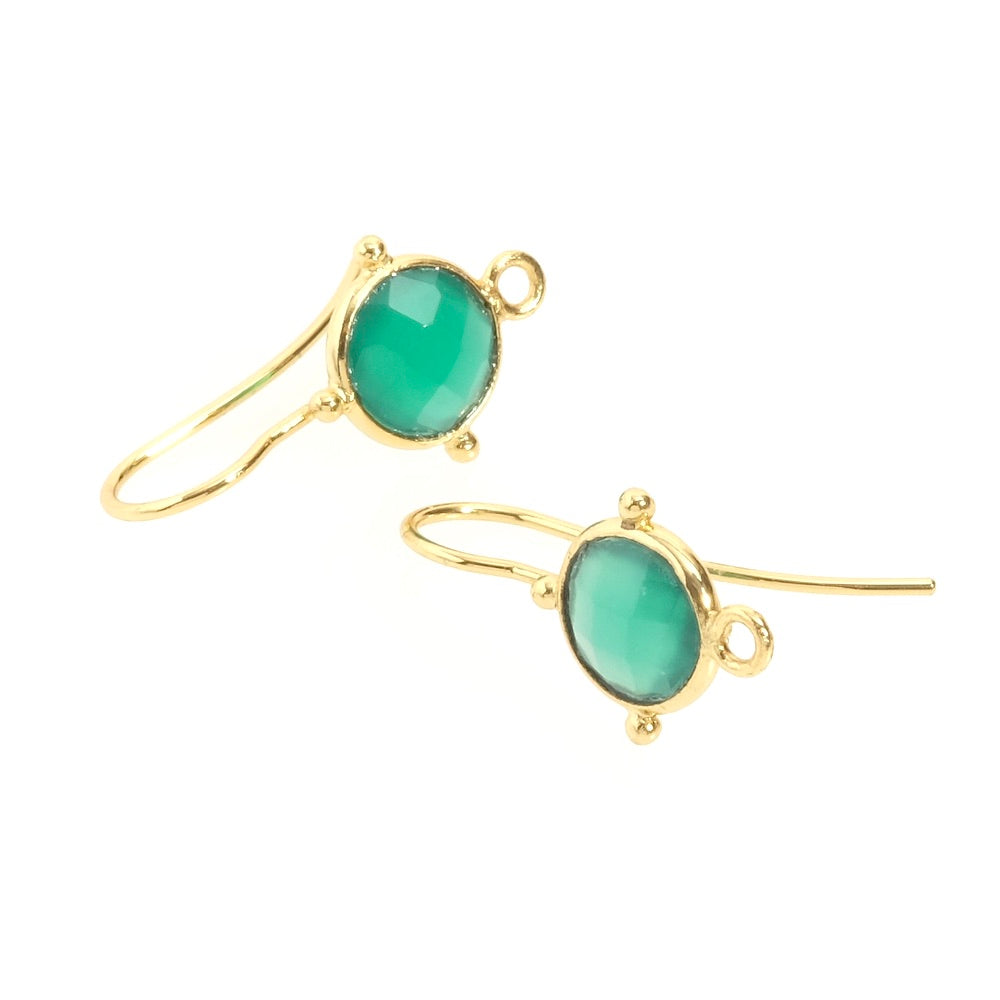 Green Onyx earrings set in 24K Premium gold-plated brass, per pair