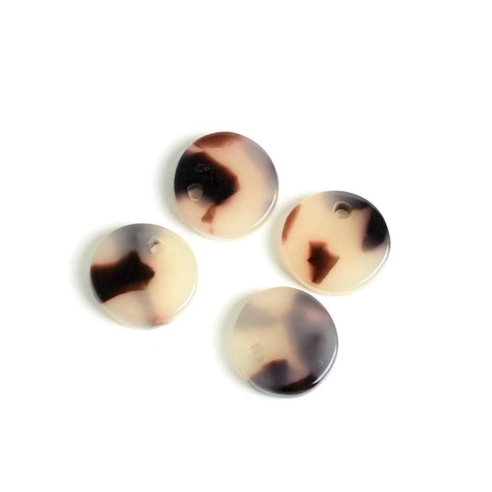 4 Round Acetate Pendants 10mm Beige