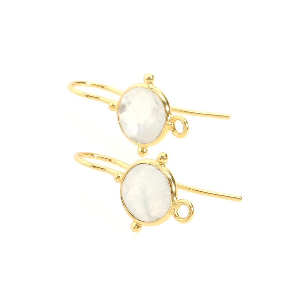 Premium 24K gold-plated brass Moonstone earrings, per pair