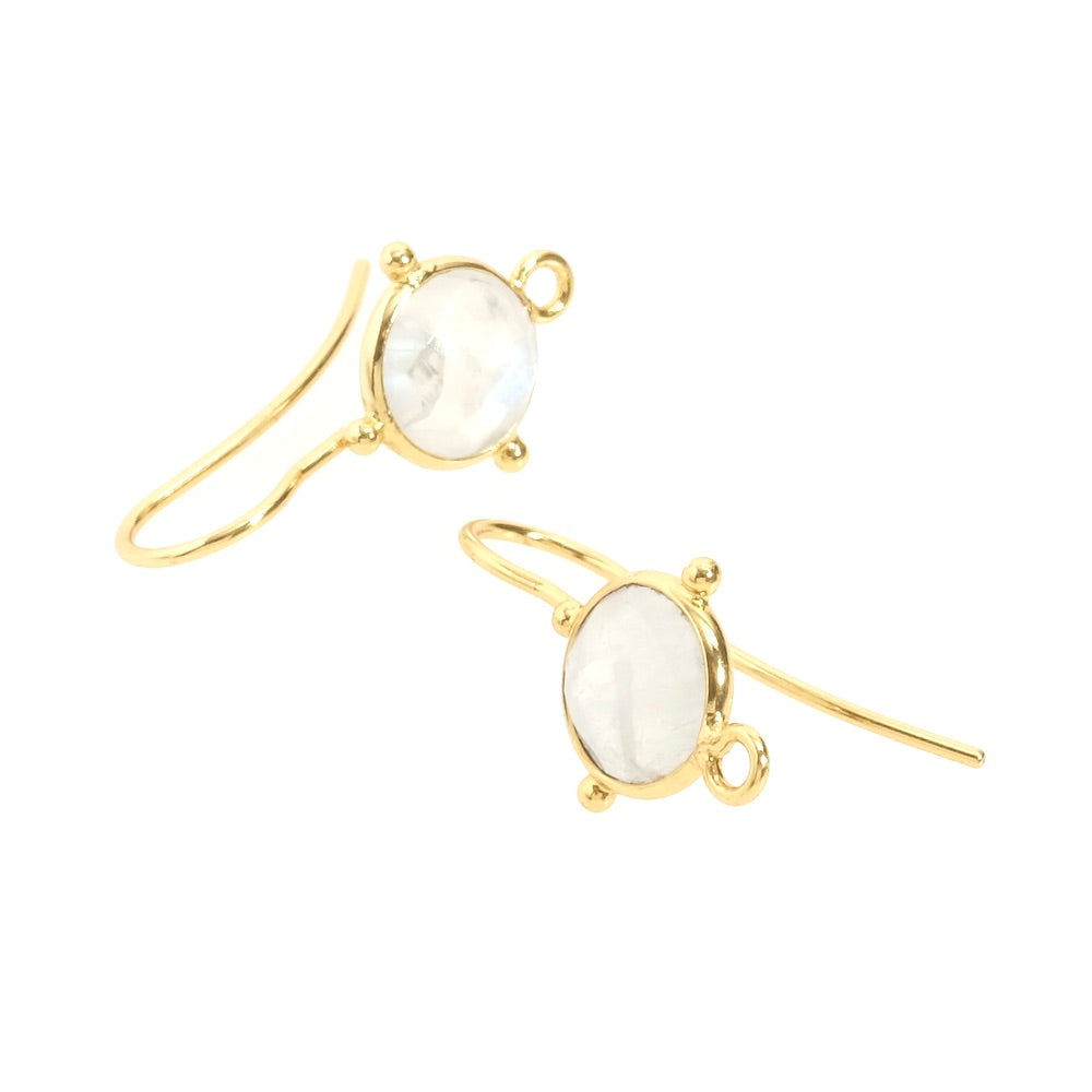Premium 24K gold-plated brass Moonstone earrings, per pair